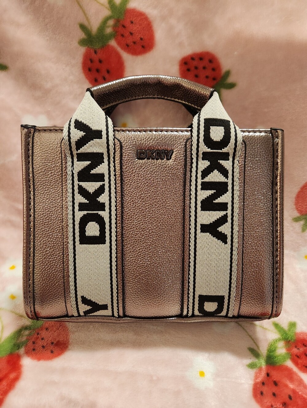 DKNY Metallic Bronze Mini Tote with Strap